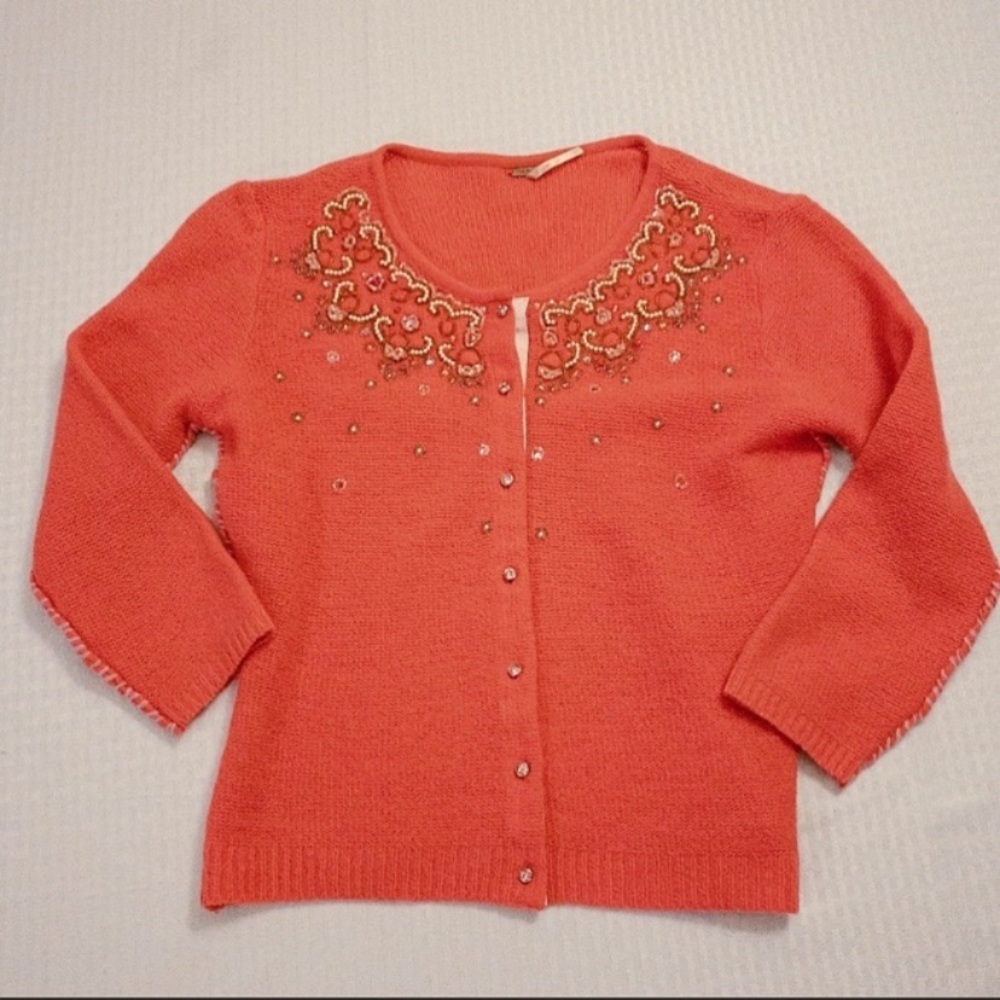 Free People sweater cardigan jeweled embellished s